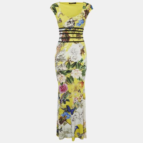 Roberto Cavalli Yellow Multicolor Printed Jersey Long Dress S - Roberto Cavalli - Modalova