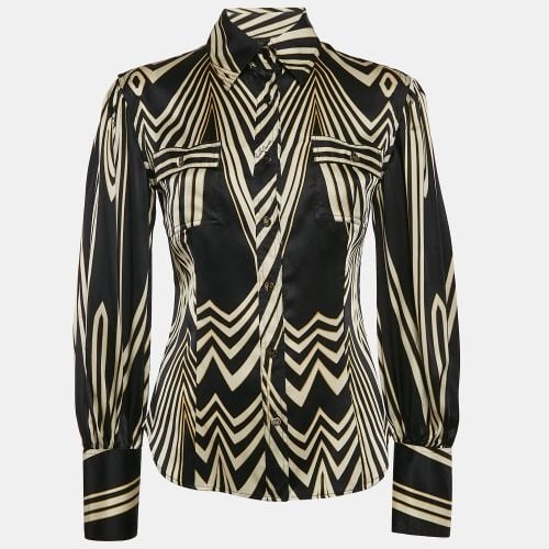 Printed Satin Silk Long Sleeve Shirt M - Roberto Cavalli - Modalova