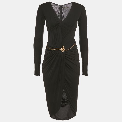 Roberto Cavalli Black Jersey Draped Belt Detail Dress S - Roberto Cavalli - Modalova