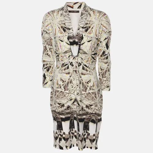 Roberto Cavalli Multicolor Printed Stretch Satin Mini Dress M - Roberto Cavalli - Modalova