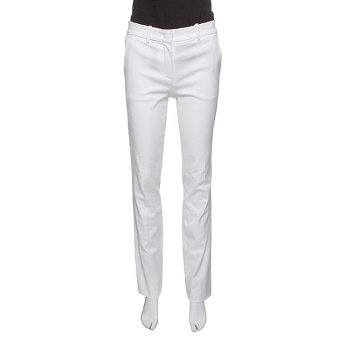 Roberto Cavalli Firenze White Cotton High Waist Straight Fit Pants M - Roberto Cavalli - Modalova