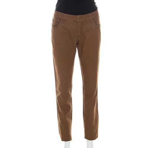 Roberto Cavalli Brown Stretch Cotton Leather Piping Detail Jeans M - Roberto Cavalli - Modalova