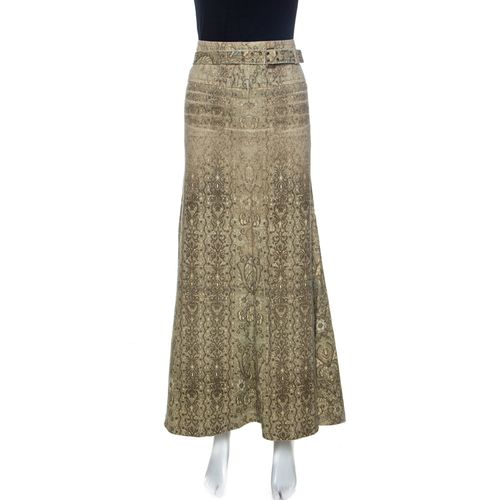 Roberto Cavalli Beige Lace Print Cotton Maxi Skirt M - Roberto Cavalli - Modalova