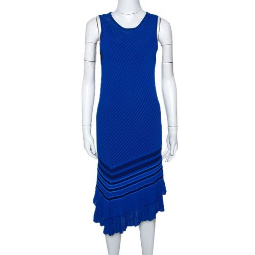 Roberto Cavalli Blue Stretch Knit Asymmetric Hem Dress M - Roberto Cavalli - Modalova