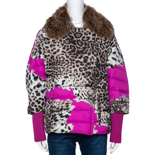 Roberto Cavalli Beige Animal Print Quilted Fur Lined Jacket M - Roberto Cavalli - Modalova