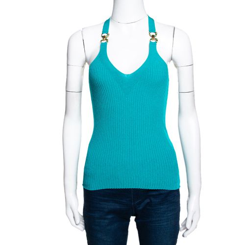 Roberto Cavalli Teal Rib Knit Racerback Top M - Roberto Cavalli - Modalova