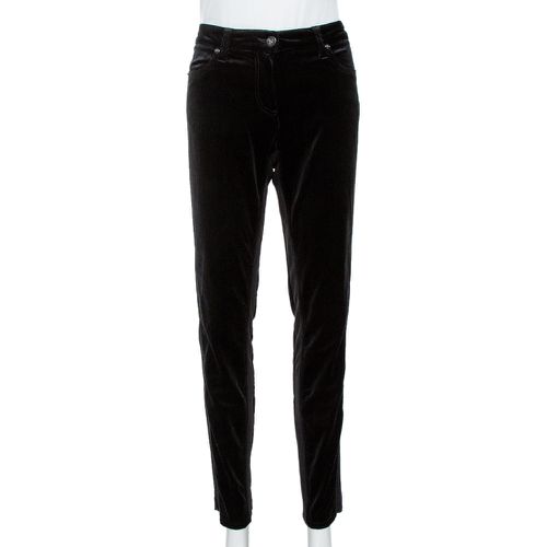 Roberto Cavalli Black Velvet Knit Paneled Tapered Trousers L - Roberto Cavalli - Modalova