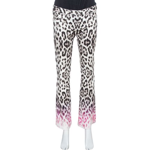 Roberto Cavalli Brown/Pink Ombre Animal Print Cotton Flare Leg Jeans S - Roberto Cavalli - Modalova