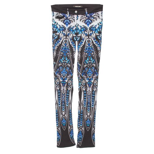 Roberto Cavalli Blue Cotton Printed Flared Bottom Jeans S - Roberto Cavalli - Modalova