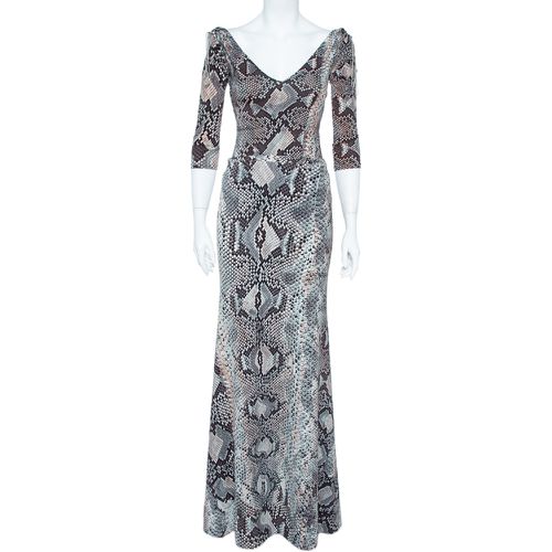 Roberto Cavalli Multicolor Snake Print Stretch Knit Top and Skirt Set S/M - Roberto Cavalli - Modalova