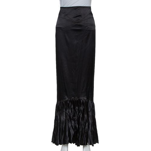 Roberto Cavalli Black Satin Ruffle Hem Detail Maxi Skirt M - Roberto Cavalli - Modalova