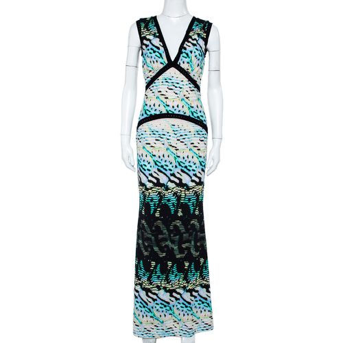 Roberto Cavalli Multicolor Printed Knit Paneled Sleeveless Maxi Dress M - Roberto Cavalli - Modalova