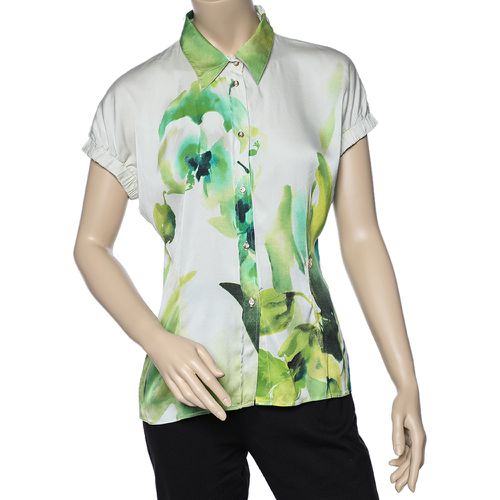 Roberto Cavalli Multicolor Printed Silk Satin Shirt L - Roberto Cavalli - Modalova