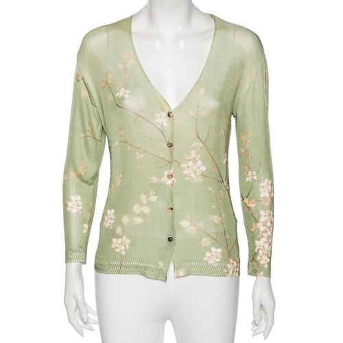 Floral Printed Knit Button Front Cardigan L - Roberto Cavalli - Modalova