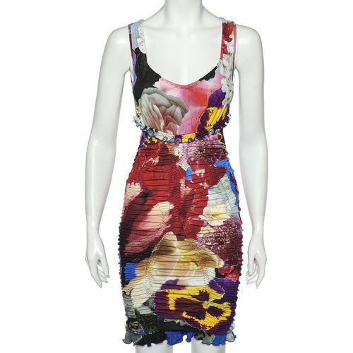 Roberto Cavalli Multicolor Printed Jersey Ruched Cut Out Detail Mini Dress S - Roberto Cavalli - Modalova