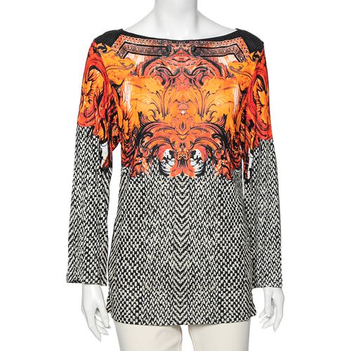 Roberto Cavalli Multicolor Printed Jersey Long Sleeves Top M - Roberto Cavalli - Modalova