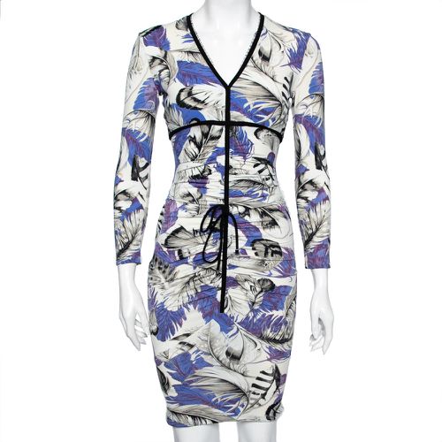 Roberto Cavalli Multicolor Floral Printed Jersey Ruched Midi Dress S - Roberto Cavalli - Modalova