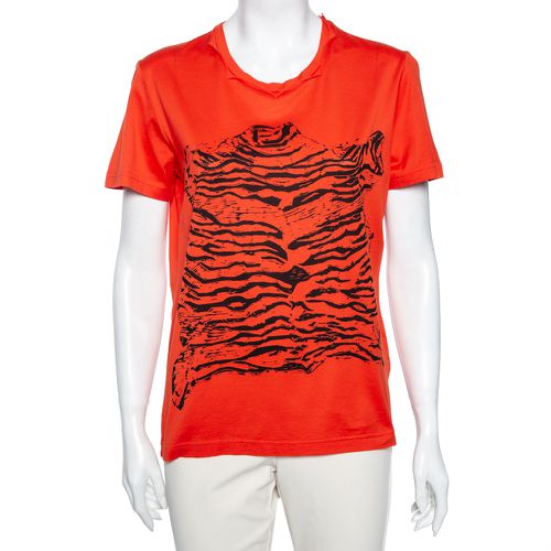 Roberto Cavalli Orange Printed Cotton Short Sleeve Top M - Roberto Cavalli - Modalova