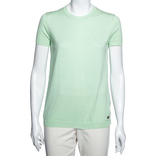 Roberto Cavalli Green Silk & Cashmere Paneled T-Shirt M - Roberto Cavalli - Modalova