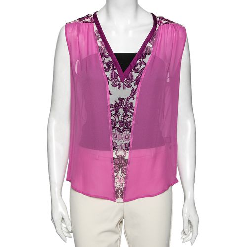 Printed Silk V-Neck Sleeveless Top M - Roberto Cavalli - Modalova