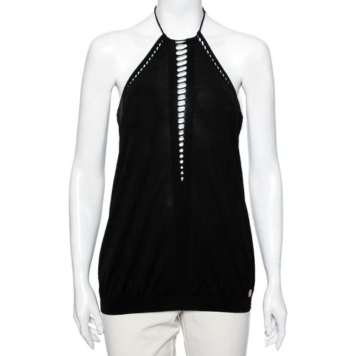 Roberto Cavalli Black Knit Halter Neck Top M - Roberto Cavalli - Modalova