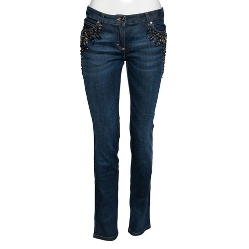 Roberto Cavalli Blue Denim Crystal Embellished Jeans M - Roberto Cavalli - Modalova