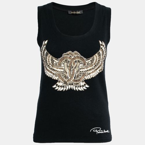 Roberto Cavalli Black Stretch Cotton Printed Tank Top L - Roberto Cavalli - Modalova