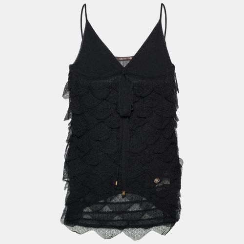 Roberto Cavalli Black Lace Frill Detail Sleeveless Top S - Roberto Cavalli - Modalova