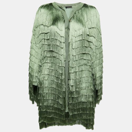 Roberto Cavalli Green Fringed Silk Jacket M - Roberto Cavalli - Modalova