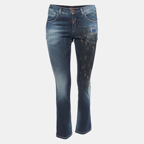 Roberto Cavalli Navy Blue Printed Denim Jeans S - Roberto Cavalli - Modalova