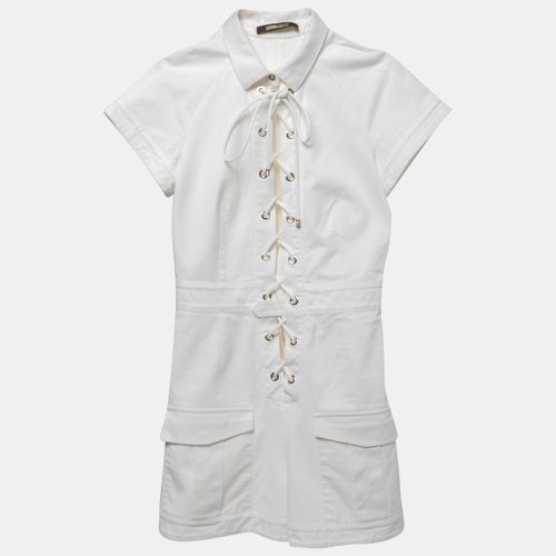 Roberto Cavalli White Cotton Lace-Up Playsuit S - Roberto Cavalli - Modalova