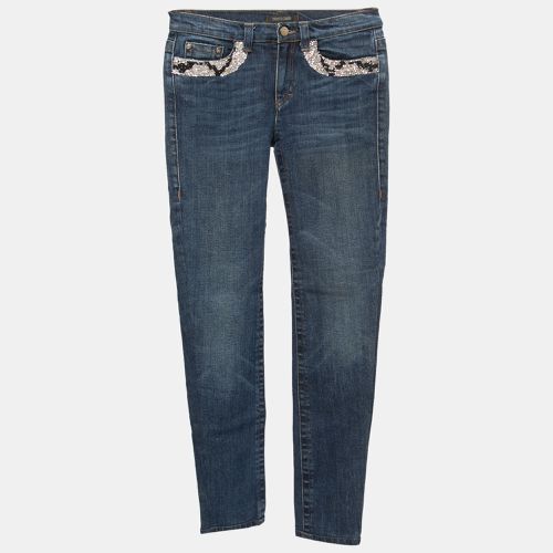 Roberto Cavalli Blue Washed Denim Embellished Pocket Detail Straight Fit Jeans S Waist 28" - Roberto Cavalli - Modalova