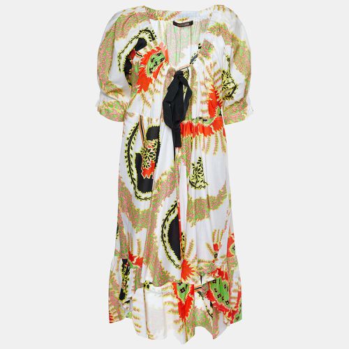 Roberto Cavalli Multicolor Printed Cotton High Low Hem Midi Dress M - Roberto Cavalli - Modalova