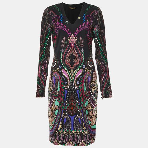 Roberto Cavalli Black Printed Viscose Jersey Knit Midi Dress M - Roberto Cavalli - Modalova