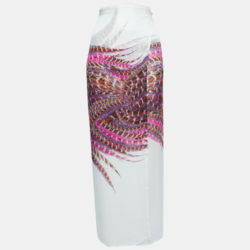 Roberto Cavalli White Print Silk Tie Front Cape M - Roberto Cavalli - Modalova