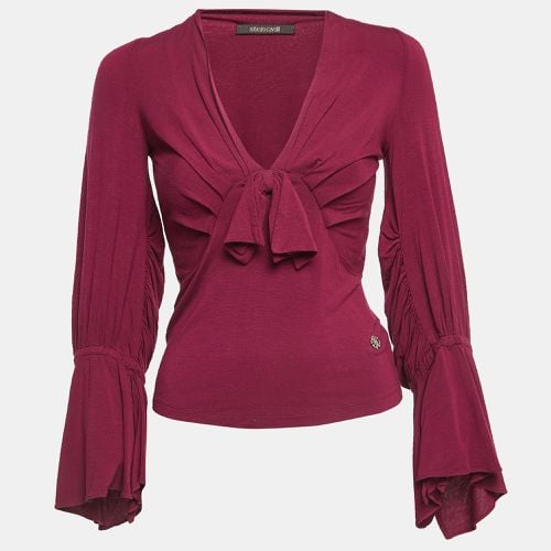 Roberto Cavalli Magenta Pink Knit Bow Detailed Long Sleeve Top S - Roberto Cavalli - Modalova