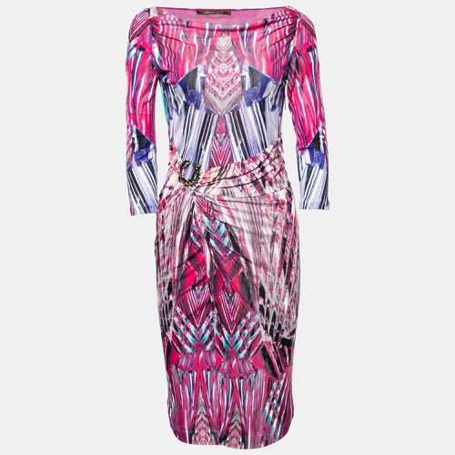 Roberto Cavalli Pink Marble Print Jersey Faux Wrap Dress S - Roberto Cavalli - Modalova