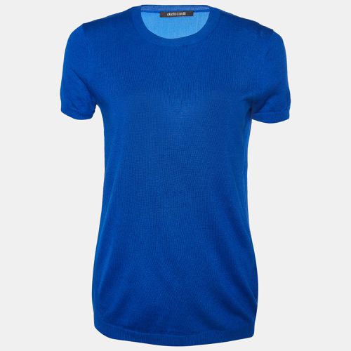 Roberto Cavalli Blue Silk & Cashmere Short Sleeve Jumper S - Roberto Cavalli - Modalova