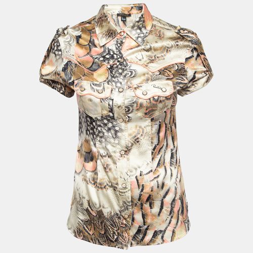 Roberto Cavalli Multicolor Printed Satin Silk Glitter Detail Shirt S - Roberto Cavalli - Modalova