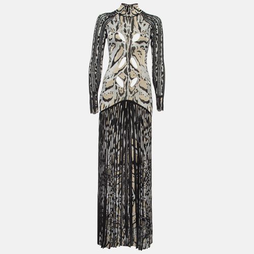 Roberto Cavalli Black and Metallic Patterned Knit Long Dress S - Roberto Cavalli - Modalova