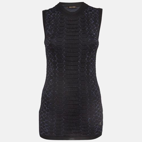 Roberto Cavalli Black And Blue Snake Pattern Lurex Knit Top S - Roberto Cavalli - Modalova