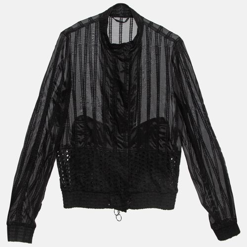 Roberto Cavalli Black Cotton Broderie Anglaise and Silk Jacket M - Roberto Cavalli - Modalova