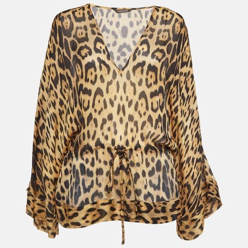 Roberto Cavalli Brown Leopard Print Silk Kaftan Blouse M - Roberto Cavalli - Modalova