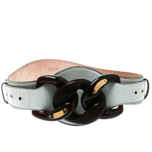 Roberto Cavalli White Leather Wide Belt Size 80 CM - Roberto Cavalli - Modalova