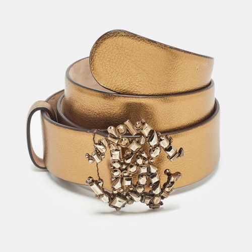 Roberto Cavalli Gold Leather Studded RC Belt 90CM - Roberto Cavalli - Modalova