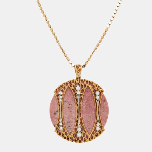 Roberto Cavalli Pink Marble Crystal Two Tone Necklace - Roberto Cavalli - Modalova