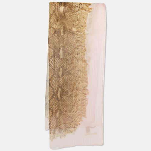 Roberto Cavalli Brown/Pink Python Print Lurex Silk Scarf - Roberto Cavalli - Modalova