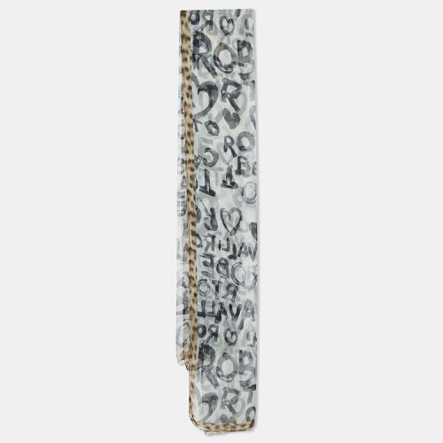 Logo and Leopard Print Silk Stole - Roberto Cavalli - Modalova