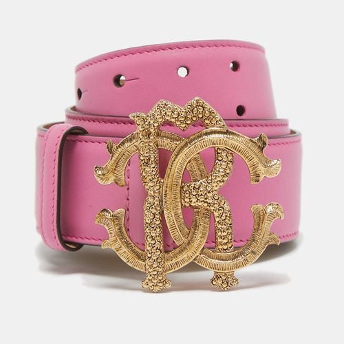 Roberto Cavalli Pink Leather RC Logo Buckle Belt 100CM - Roberto Cavalli - Modalova