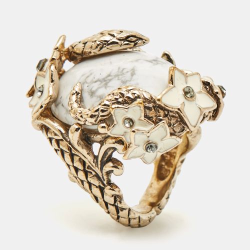 Roberto Cavalli Enamel Crystal Gold Tone Serpenti Ring Size 52 - Roberto Cavalli - Modalova